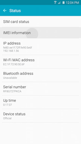 Galaxy Note 5 - How do I find the serial number (or IMEI number) on my Samsung Galaxy Note 5?