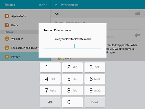 Galaxy Tab S2: How do I use Private mode on my Samsung Galaxy Tab S2?