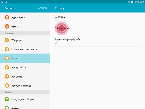 Galaxy Tab S2: How do I use Private mode on my Samsung Galaxy Tab S2?