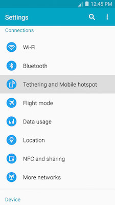 How do I set up the Mobile Hotspot or tethering features on my Samsung Galaxy A5?
