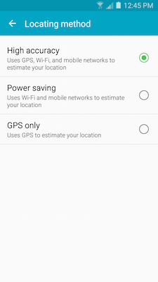 Galaxy A5: What Location settings (GPS) are available on my Samsung Galaxy A5?