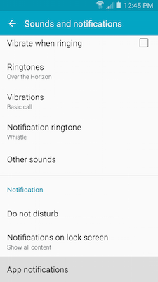 Galaxy A5: How do I change the application notifications on my Samsung Galaxy A5?