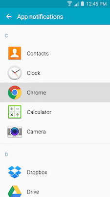 Galaxy A5: How do I change the application notifications on my Samsung Galaxy A5?