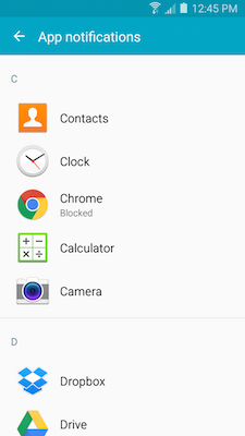 Galaxy A5: How do I change the application notifications on my Samsung Galaxy A5?