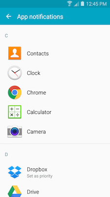 Galaxy A5: How do I change the application notifications on my Samsung Galaxy A5?