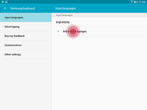 How do I change the Default System Language and Input Settings on my Galaxy Tab S2?