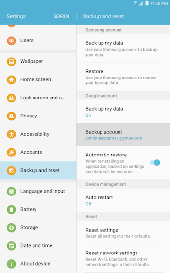 Backup & reset 11