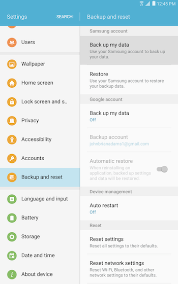 Backup & reset 1