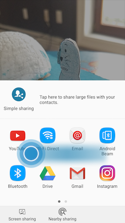 How do I share a virtual shot picture taken with my Galaxy S7?