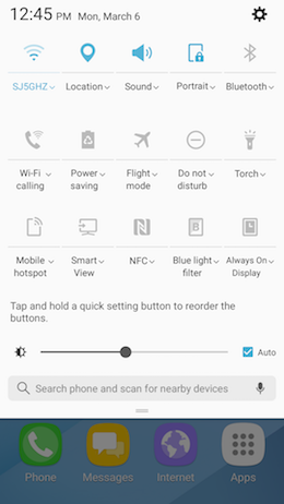 How do I stop the screen from automatically rotating on my Galaxy A5 2017?