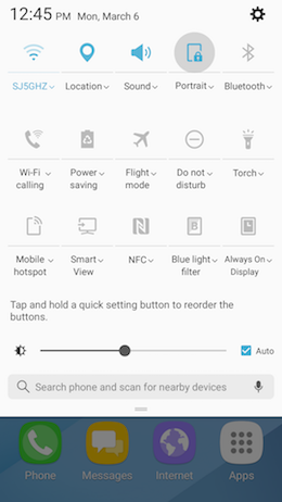How do I stop the screen from automatically rotating on my Galaxy A5 2017?