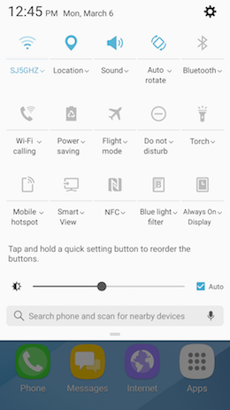 How do I stop the screen from automatically rotating on my Galaxy A5 2017?