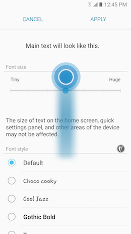 How can I change the font size and style on my Samsung Galaxy A5 2017?