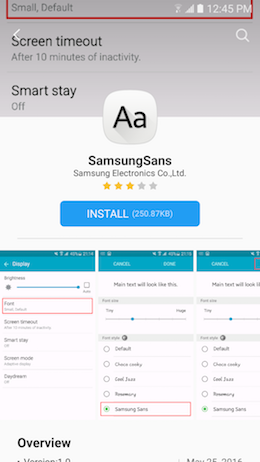 How can I change the font size and style on my Samsung Galaxy A5 2017?