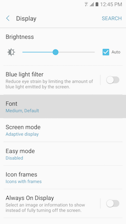 How can I change the font size and style on my Samsung Galaxy A5 2017?