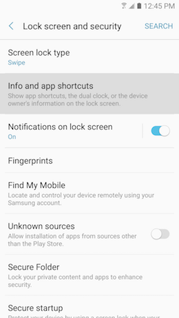How can I pin apps on the lock screen of my Samsung Galaxy A5 2017 to quickly launch them?
