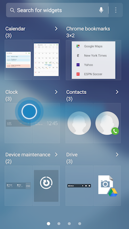 How do I add the Weather and Clock widget to the Home screen of my Galaxy A5 2017?