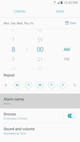 Galaxy A5 (2017): How do I set alarms on my Samsung Galaxy A5 2017 (SM-A520W)?