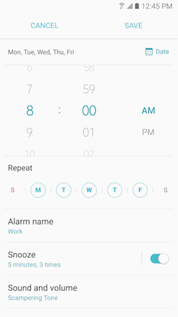 Galaxy A5 (2017): How do I set alarms on my Samsung Galaxy A5 2017 (SM-A520W)?