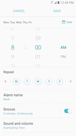 Galaxy A5 (2017): How do I set alarms on my Samsung Galaxy A5 2017 (SM-A520W)?