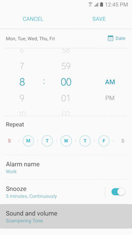 Galaxy A5 (2017): How do I set alarms on my Samsung Galaxy A5 2017 (SM-A520W)?