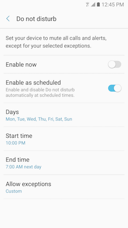 What is the Do not disturb feature, and how do I use it on my Galaxy A5 2017?