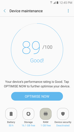 How can I use device maintenance to optimize the performance of my Galaxy A5 2017?