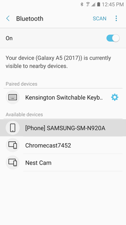 How do I pair my Samsung Galaxy A5 2017 to a Bluetooth device?