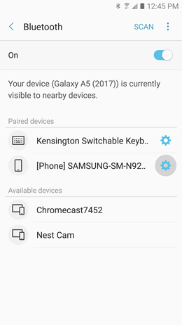 How do I pair my Samsung Galaxy A5 2017 to a Bluetooth device?