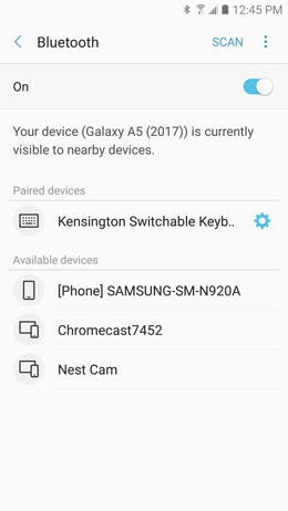 How do I pair my Samsung Galaxy A5 2017 to a Bluetooth device?
