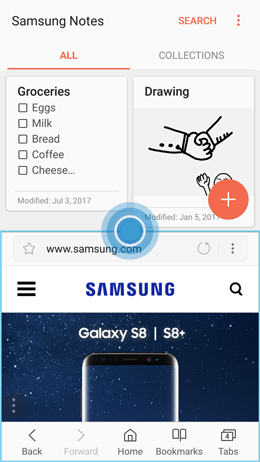 How do I use the multi window view (or split screen view) on my Galaxy A5 2017?