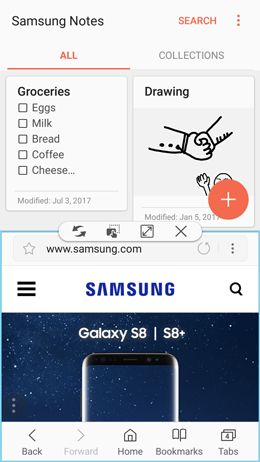 How do I use the multi window view (or split screen view) on my Galaxy A5 2017?