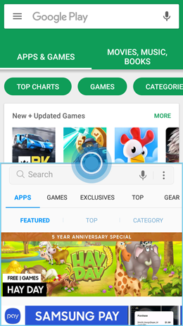 How do I use the multi window view (or split screen view) on my Galaxy A5 2017?