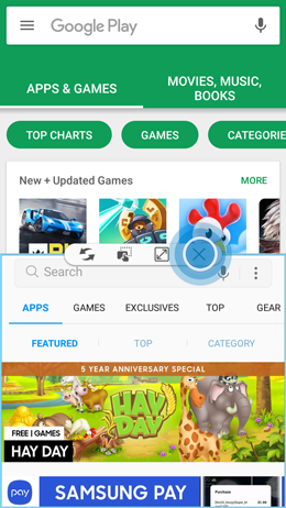 How do I use the multi window view (or split screen view) on my Galaxy A5 2017?