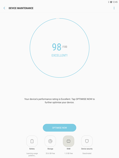How can I use device maintenance to optimize the performance of my Galaxy Tab S3?
