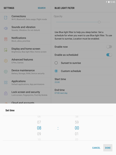 Galaxy Tab S3: How do I use the blue light filter on my Samsung Galaxy Tab S3 (SM-T820)?