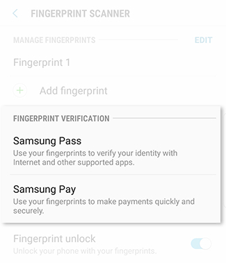 How do I set up my Galaxy Note8 to use fingerprint security?