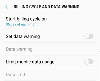 Data Usage Settings 2