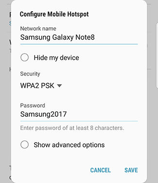 Configure Mobile Hotspot 4