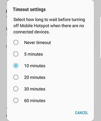 Mobile Hotspot Timeout Settings 4