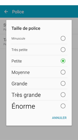 Android 5.0 Lollipop: Style et taille de la police (Samsung Galaxy Note4)