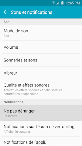 Galaxy S6 edge: Mode ne pas déranger (SM-G925W)
