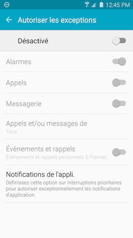 Galaxy S6 edge: Mode ne pas déranger (SM-G925W)