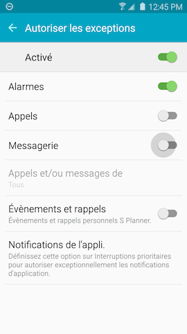 Galaxy S6 edge: Mode ne pas déranger (SM-G925W)