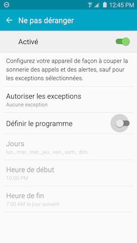 Galaxy S6 edge: Mode ne pas déranger (SM-G925W)