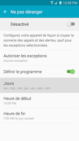 Galaxy S6 edge: Mode ne pas déranger (SM-G925W)