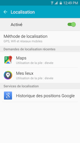 Galaxy S6 edge: Services de localisation (SM-G925W)
