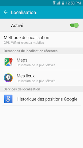 Galaxy S6 edge: Services de localisation (SM-G925W)