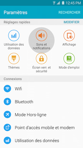 Touchez Sons et notifications