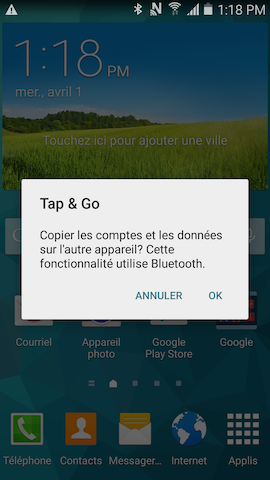 Grand Prime: Transfert des données d'un compte Google par NFC (SM-G530W)